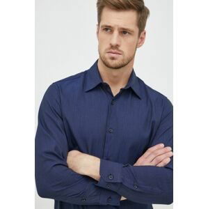 Bavlnená košeľa Selected Homme pánska, tmavomodrá farba, regular, s klasickým golierom