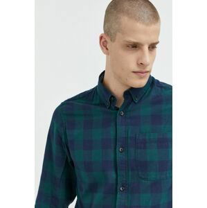 Bavlnená košeľa Produkt by Jack & Jones pánska, zelená farba, regular, s golierom button-down