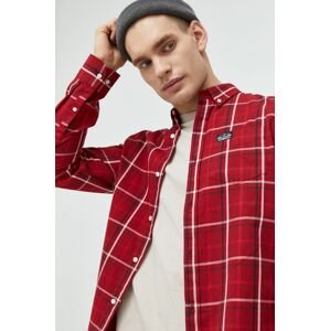 Bavlnená košeľa Superdry pánska, červená farba, regular, s golierom button-down