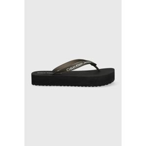 Žabky Calvin Klein Jeans Beach Sandal Flatform dámske, čierna farba, na platforme