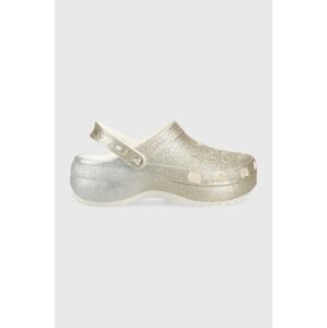 Šľapky Crocs Clssic Platform Ombre Glitter Clog dámske, zlatá farba, na platforme 207933