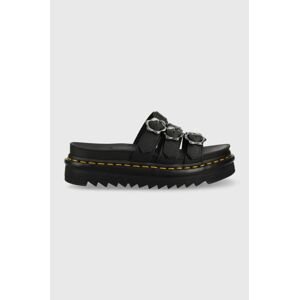 Kožené šľapky Dr. Martens Blaire Slide Flwr dámske, čierna farba, na platforme