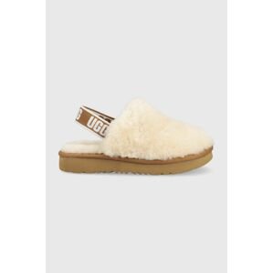 Detské vlnené papuče UGG Fluff Yeah Clog béžová farba