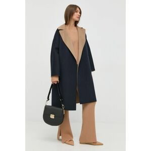 Obojstranný vlnený kabát Weekend Max Mara tmavomodrá farba, prechodný, oversize