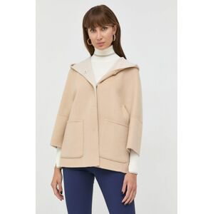 Obojstranný vlnený kabát Weekend Max Mara béžová farba, prechodný, oversize