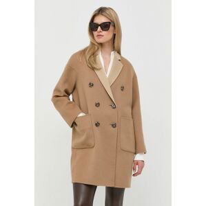 Obojstranný vlnený kabát MAX&Co. béžová farba, prechodný, dvojradový