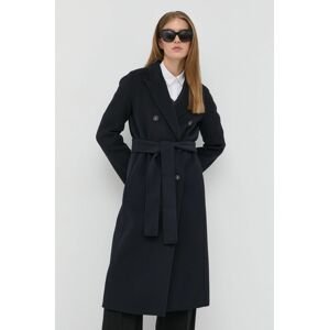 Vlnený kabát Marella tmavomodrá farba, prechodný, dvojradový