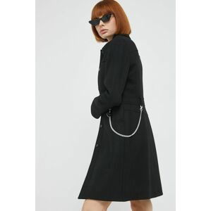 Vlnený kabát Love Moschino čierna farba, prechodný,
