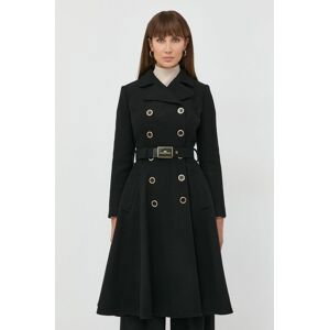 Vlnený kabát Elisabetta Franchi čierna farba, prechodný,
