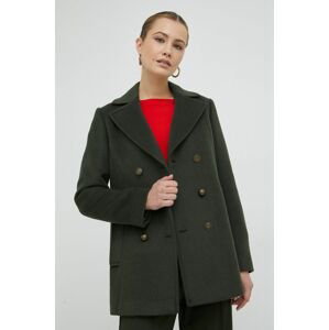 Kabát s prímesou vlny MAX&Co. zelená farba, prechodný, dvojradový