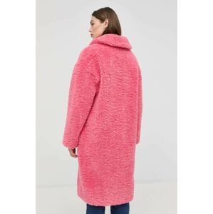 Kabát Guess dámsky, ružová farba, prechodný, oversize