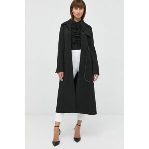 Vlnený kabát Victoria Beckham čierna farba, prechodný,