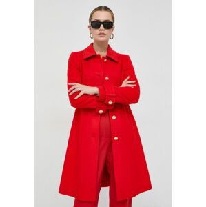 Vlnený kabát BOSS červená farba, prechodný,