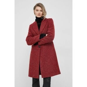 Kabát s prímesou vlny Sisley červená farba, prechodný,