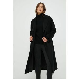 Kabát Pennyblack dámsky, čierna farba, prechodný, dvojradový