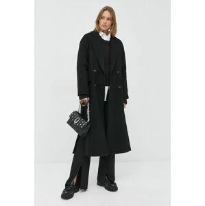 Vlnený kabát Pinko čierna farba, prechodný, dvojradový