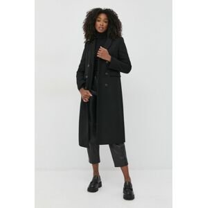 Vlnený kabát Ivy Oak čierna farba, prechodný, dvojradový
