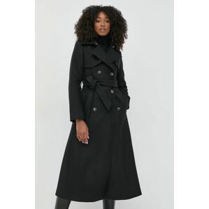 Vlnený kabát Ivy Oak čierna farba, prechodný, dvojradový