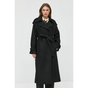 Kabát s prímesou kašmíru Ivy Oak čierna farba, prechodný, dvojradový