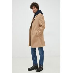 Vlnený kabát Calvin Klein hnedá farba, prechodný