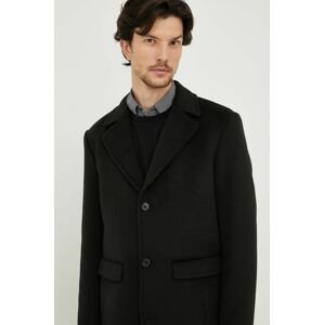 Kabát Sisley pánsky, čierna farba, prechodný,