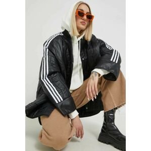 Bunda adidas Originals dámska, čierna farba, prechodná, oversize