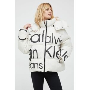 Bunda Calvin Klein Jeans dámska, béžová farba, zimná, oversize