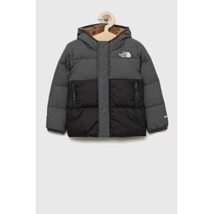 Detská páperová bunda The North Face KID NORTH DOWN HOODED JACKET šedá farba