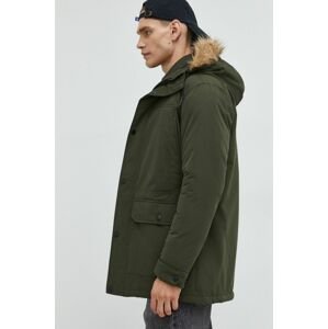 Bunda parka Produkt by Jack & Jones pánska, zelená farba, zimná