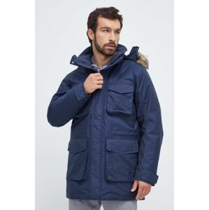 Páperová bunda Jack Wolfskin pánska, tmavomodrá farba, zimná