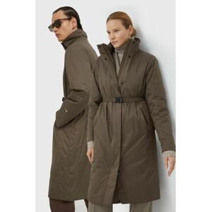 Bunda Rains Long Padded Nylon W Coat 15500.66-66.Wood, hnedá farba, prechodná