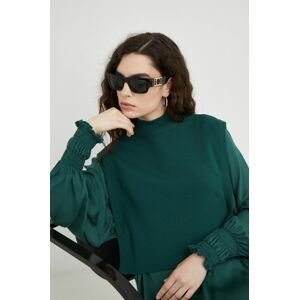Vesta Bruuns Bazaar dámska, zelená farba, tenká s polorolákom