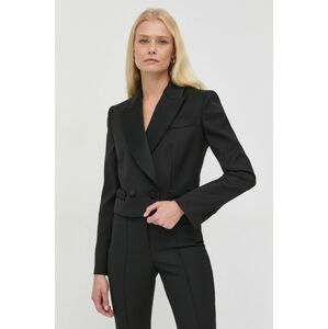 Vlnená bunda Luisa Spagnoli čierna farba, dvojradové, jednofarebné