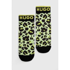 Ponožky HUGO dámske, zelená farba
