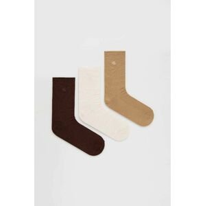 Ponožky s prímesou vlny Lauren Ralph Lauren 3-pak hnedá farba