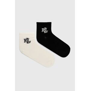 Hodvábne ponožky Lauren Ralph Lauren (2-pak) čierna farba