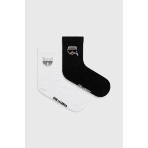 Ponožky Karl Lagerfeld (2-pak) dámske, biela farba