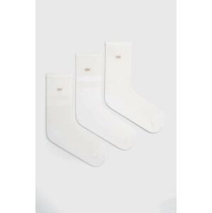 Ponožky Calvin Klein 3-pak dámske, biela farba