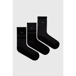 Ponožky Calvin Klein 3-pak dámske, čierna farba