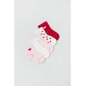 Ponožky pre bábätká OVS 5-pak ružová farba