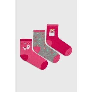 Detské ponožky Skechers 3-pak fialová farba