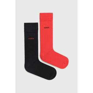 Ponožky HUGO (2-pak) pánske, červená farba