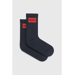 Ponožky HUGO (2-pak) pánske, tmavomodrá farba