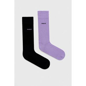 Ponožky HUGO pánske, fialová farba