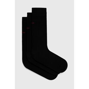 Ponožky HUGO (3-pak) pánske, čierna farba