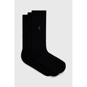 Ponožky Polo Ralph Lauren 3-pak pánske, čierna farba