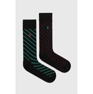 Ponožky Polo Ralph Lauren 2-pak pánske, čierna farba