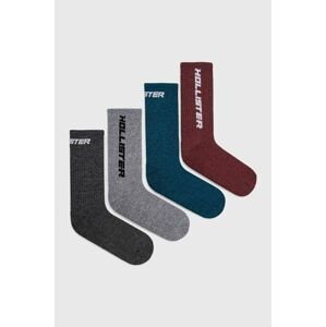 Ponožky Hollister Co. (4-pak) pánske, šedá farba