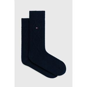 Ponožky s prímesou vlny Tommy Hilfiger tmavomodrá farba
