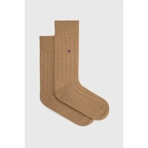 Vlnené ponožky Tommy Hilfiger béžová farba